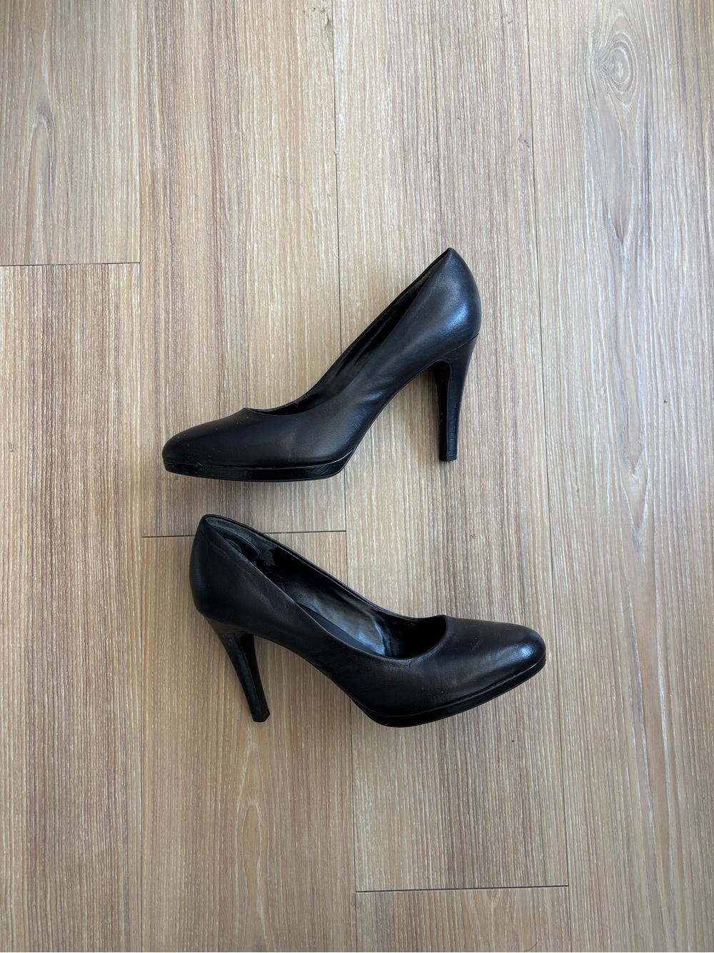 VTG Franco Sarto Heels Black Leather Slip On Pumps Womens 7.5 Office Classic 90s